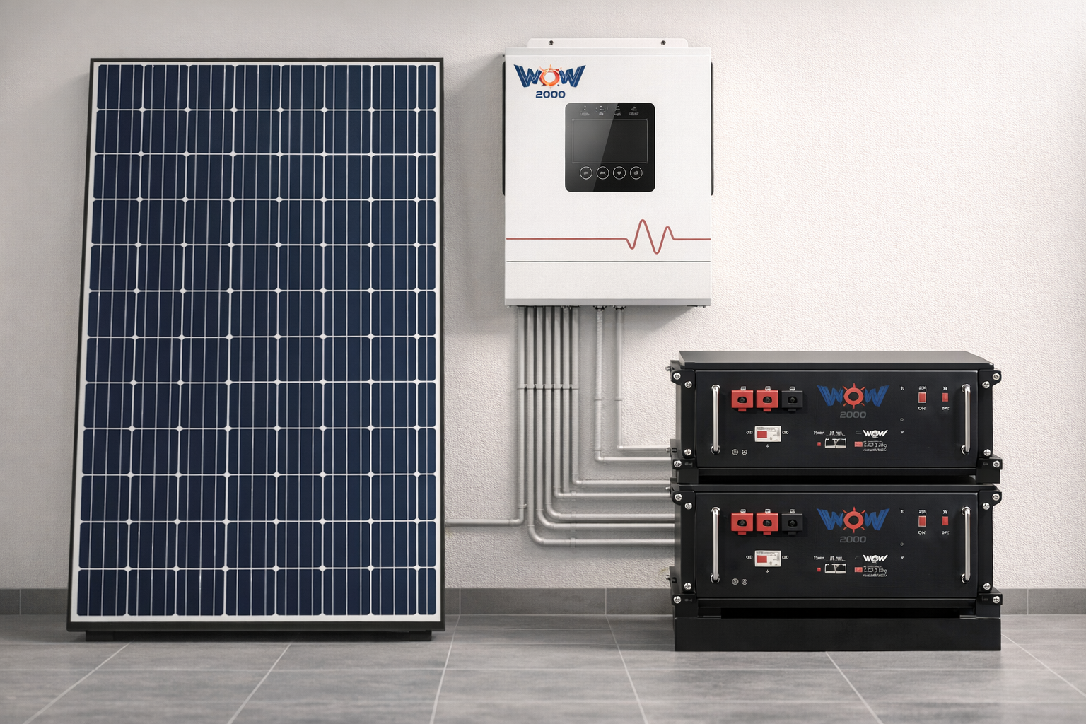 Kit solaire WOW2000 avec panneau, onduleur et batterie de stockage