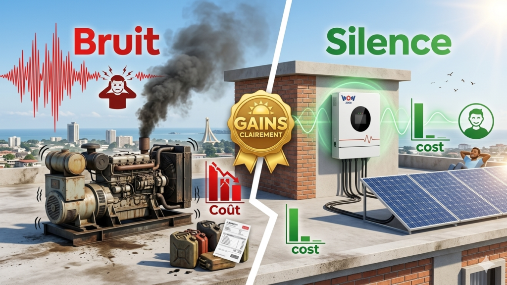 Solaire vs groupe électrogène rentabilité Libreville