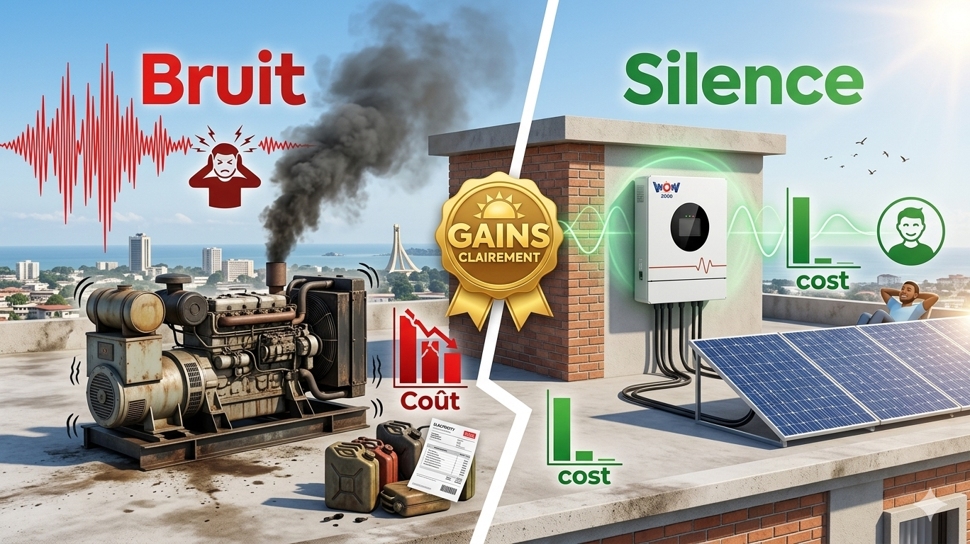 Solaire vs groupe électrogène rentabilité Libreville