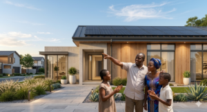 Famille gabonaise installation panneaux solaires