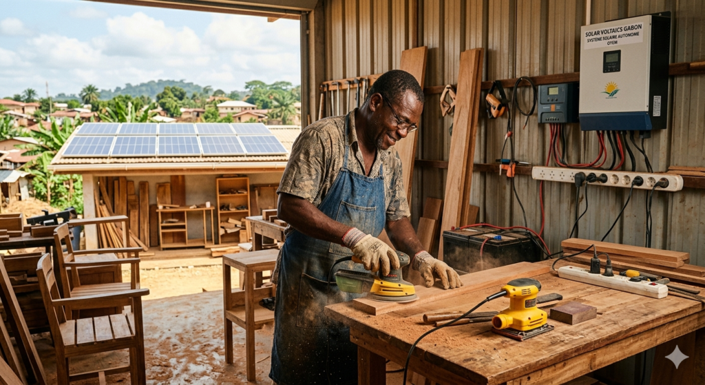 Artisan solaire Oyem Gabon travail sans interruption