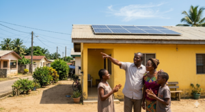 Famille gabonaise installation panneaux solaires