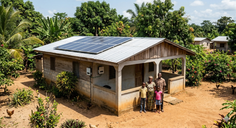 Maison avec panneaux solaires à Ntoum Gabon