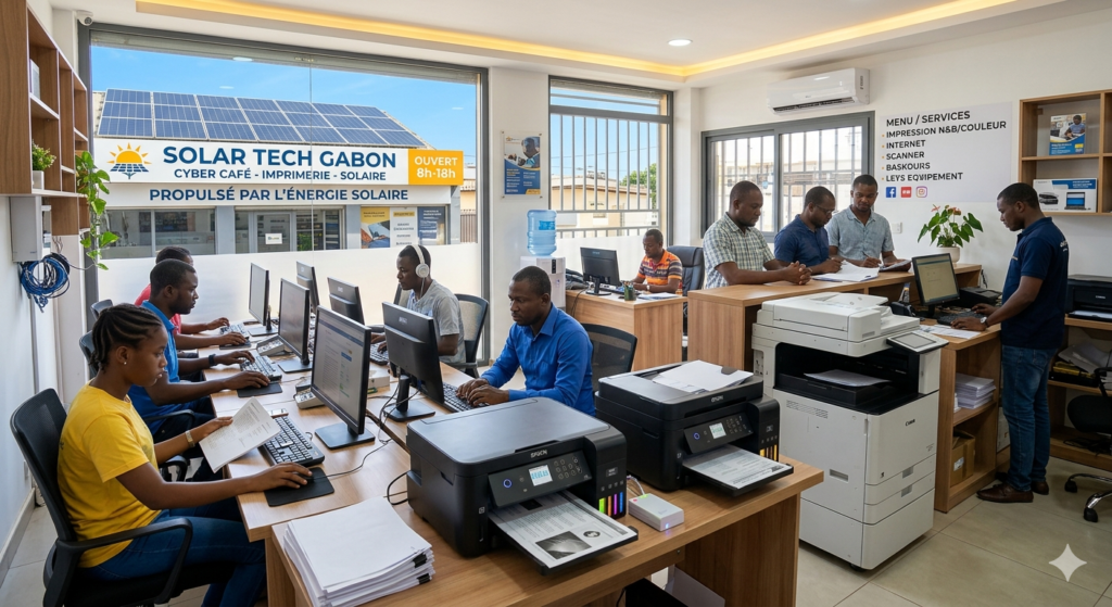 Imprimerie cyber café solaire Libreville Gabon