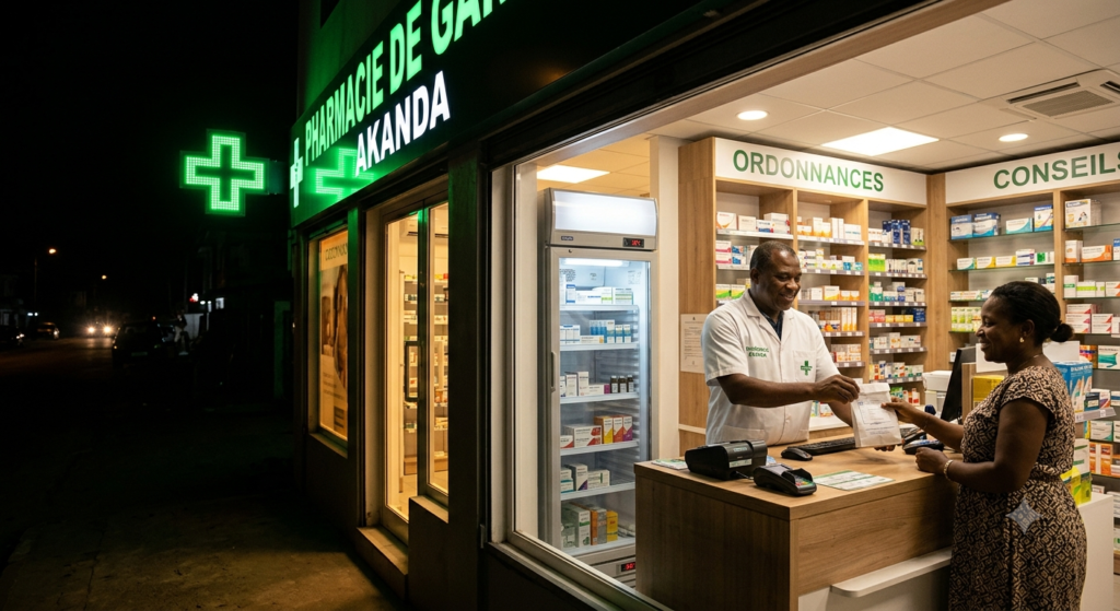 Pharmacie garde nuit solaire WOW2000 Libreville Gabon
