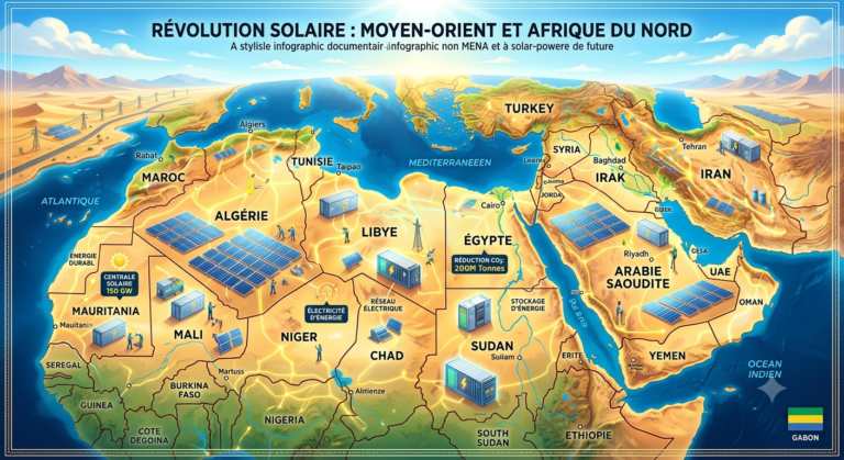 Solaire stockage MENA sécurité énergétique Afrique Gabon