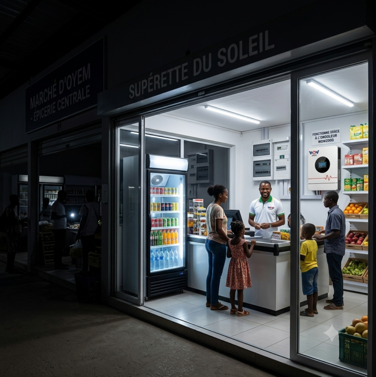 Marché boutique détail solaire WOW2000 Oyem Gabon