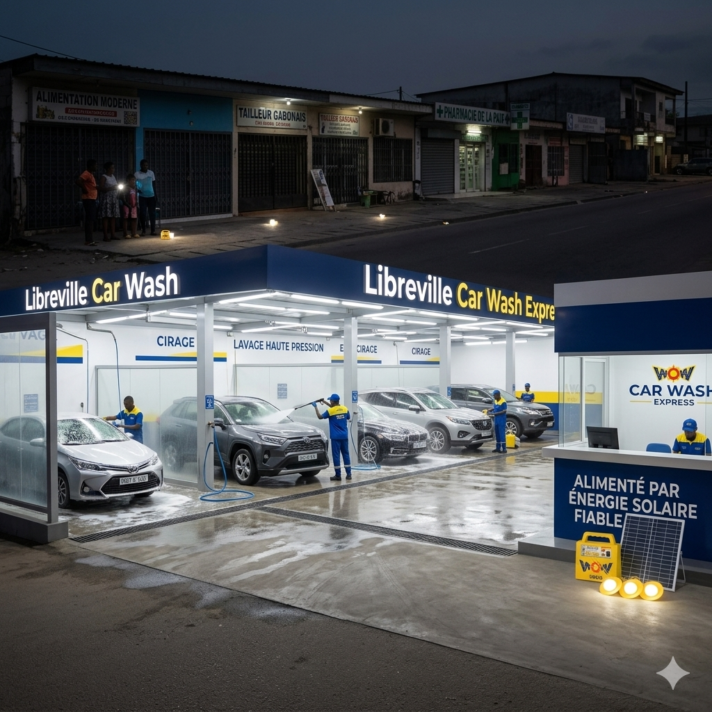 Station lavage auto solaire WOW2000 Libreville Gabon