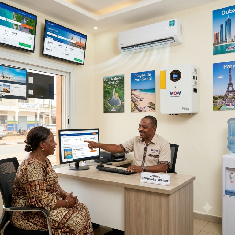 Agence voyage transport solaire WOW2000 Tchibanga Gabon