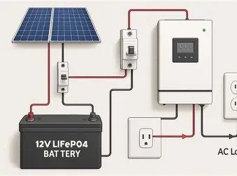 Onduleur hybride batterie lithium Owendo installation de secours WOW2000