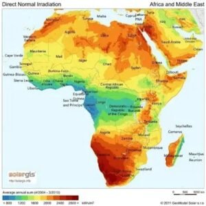 Irradiance solaire Afrique centrale Gabon 2026 au-dessus moyenne