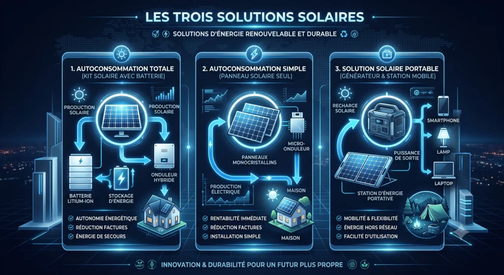 Système solaire hybride avec batterie pour faire face au délestage