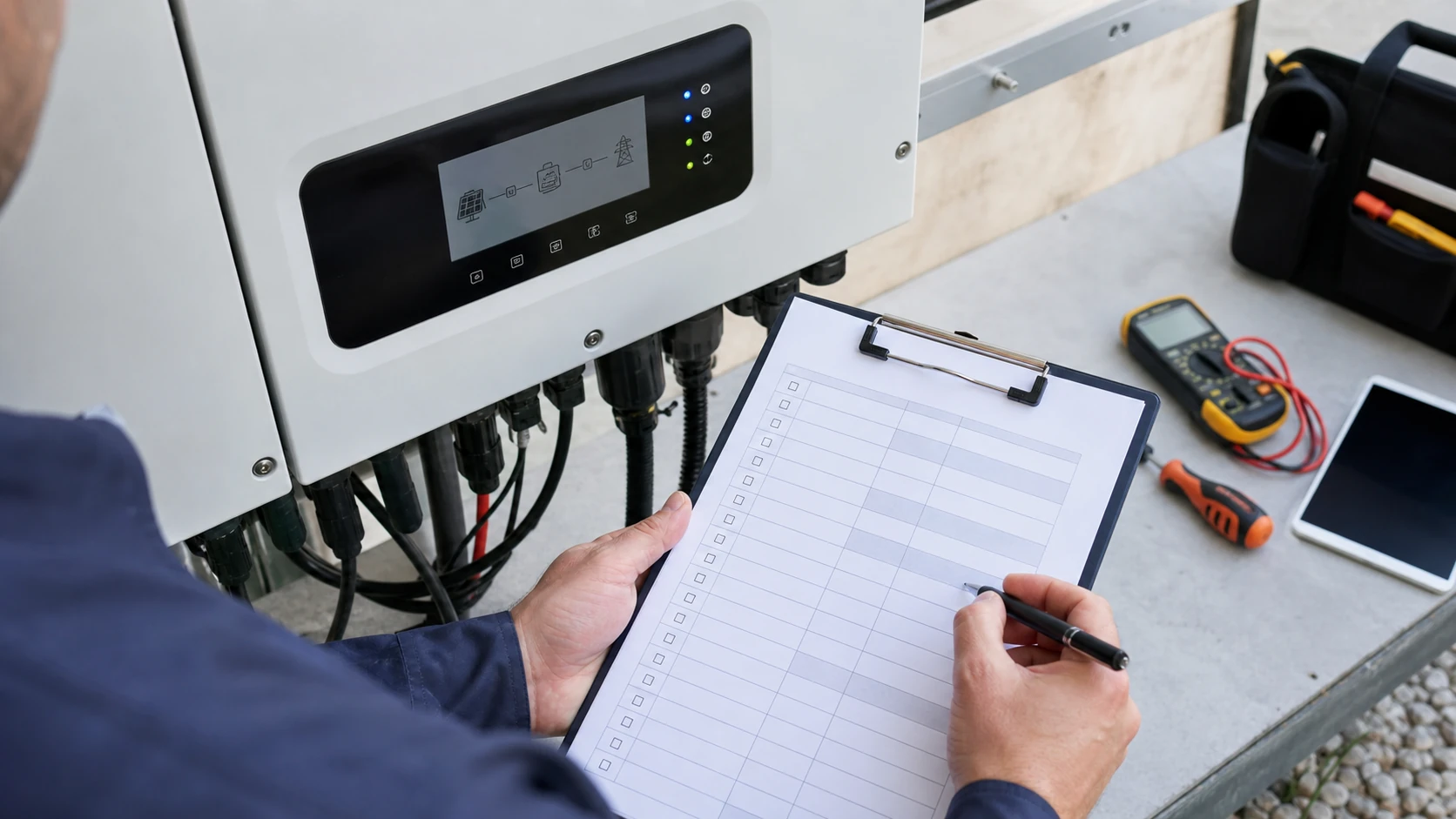 Checklist d'inspection devant un onduleur solaire